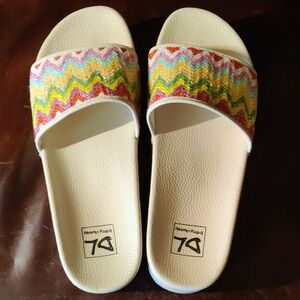 NEW Dirty Laundry Chevron Colorful Platform Slide Sandals Size 11